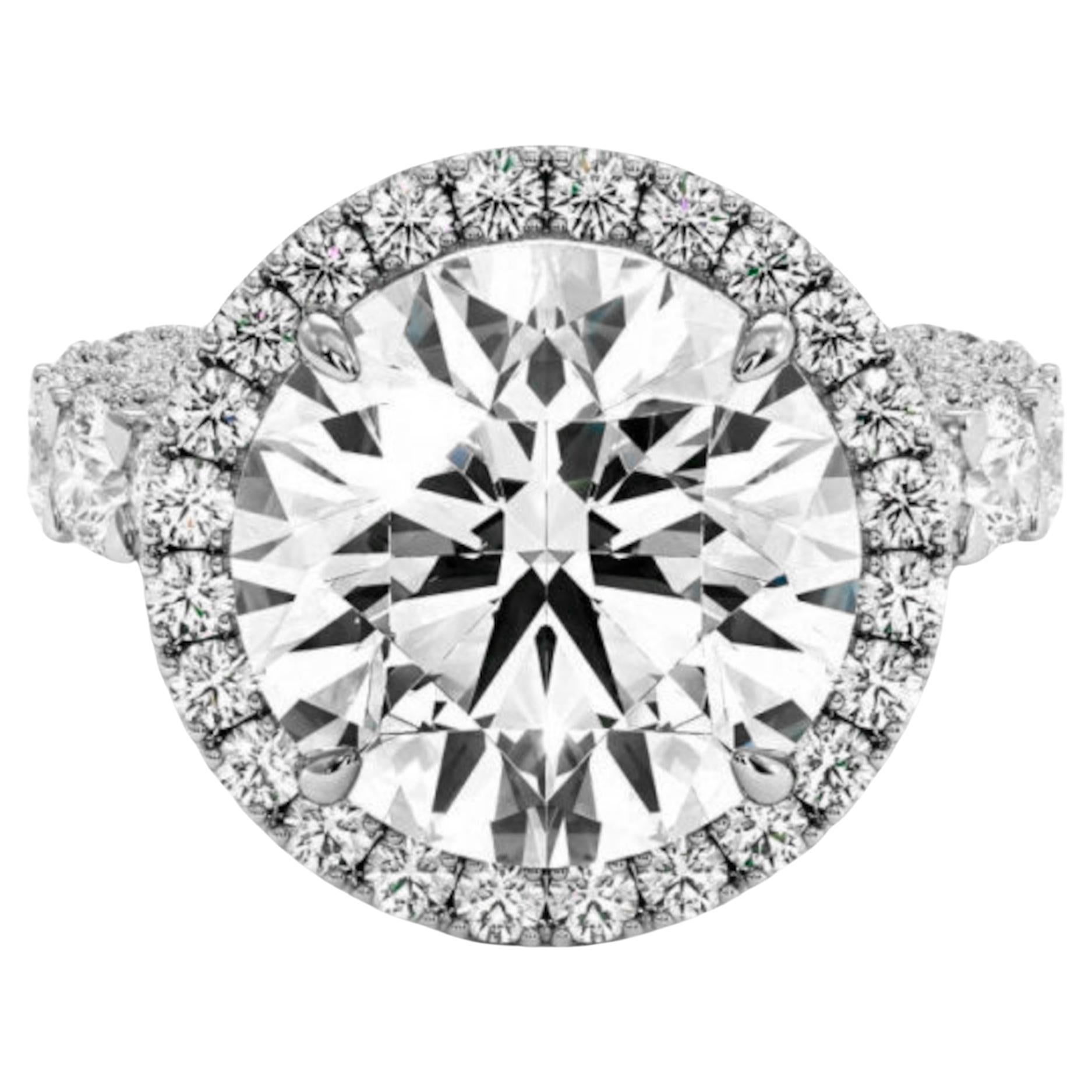 GIA Certified 3.04 Ct Round Cut Diamond Ring D Color VVS1 Clarity with Halo