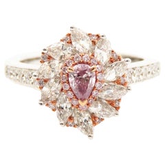 GIA Certified Fancy Pink Diamond Cocktail 18k Gold Ring