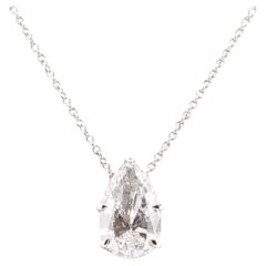 Collier pendentif en or blanc 18 carats avec diamants taille poire de 4,03 carats certifiés GIA