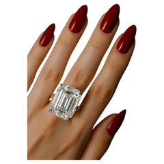 GIA Certified 20 Carat Emerald Cut Diamond Ring TYPE IIA Golconda Type