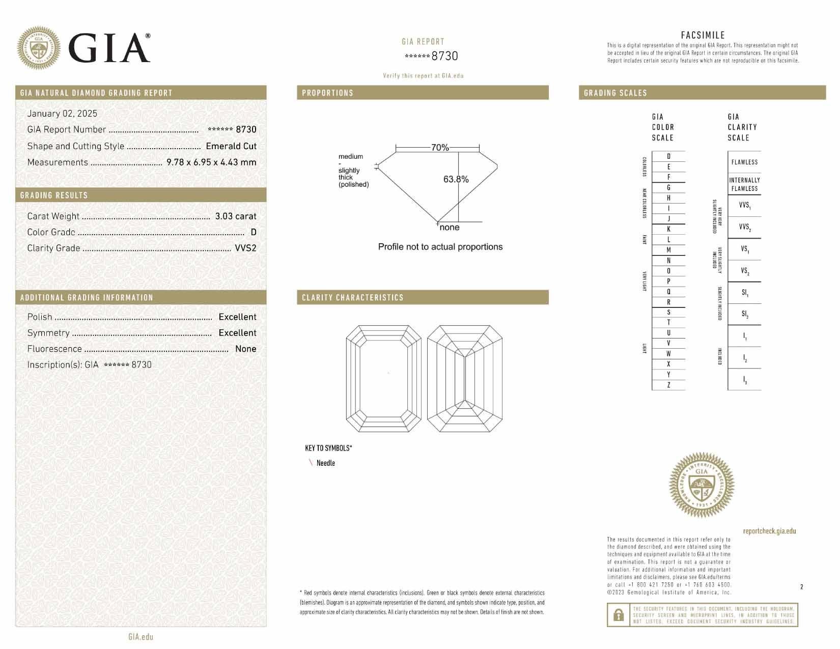Bague Solitiare certifiée GIA, diamant taille émeraude de 3,01 carats, couleur D, pureté IF Neuf - En vente à Chicago, IL