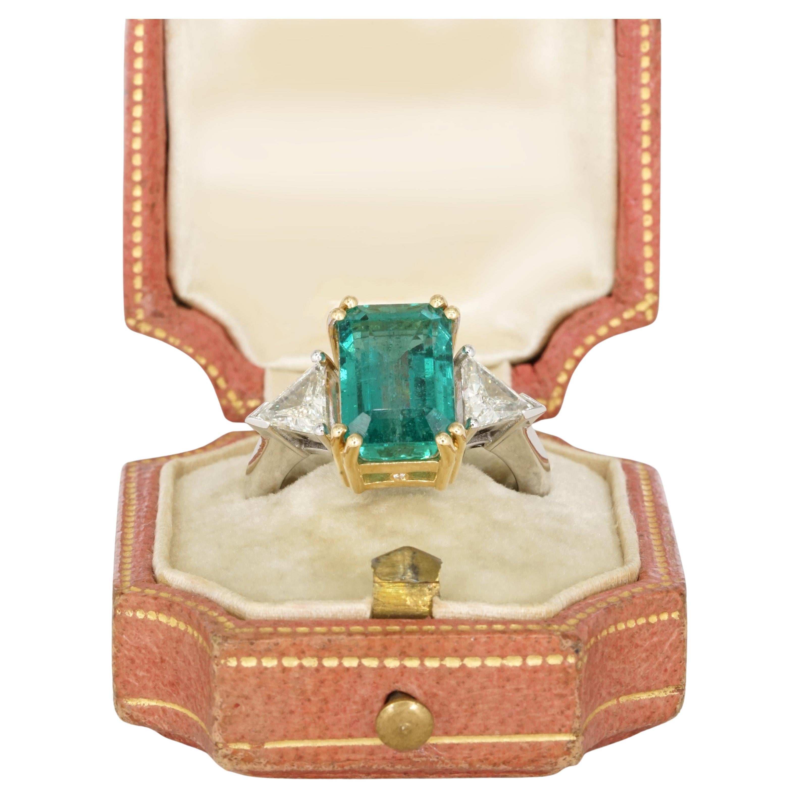 GIA Certified 5.75 Carat Green Emerald Diamond Ring