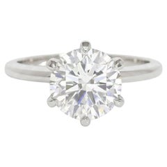 GIA Certified 2.00 Carat Round Triple Excellent Cut Diamond Ring in Platinum