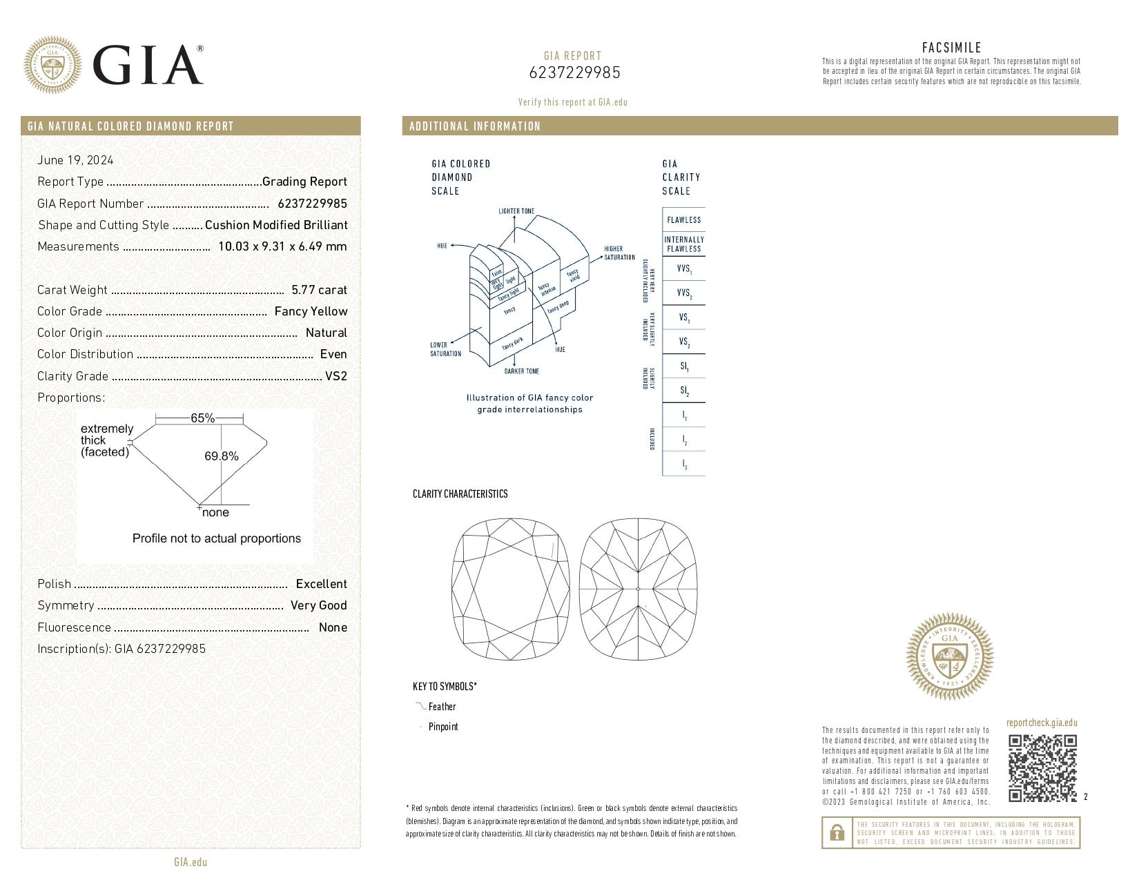 Bague fantaisie en diamant jaune de 5.06 carats certifié GIA avec trillion de diamants Neuf - En vente à Chicago, IL