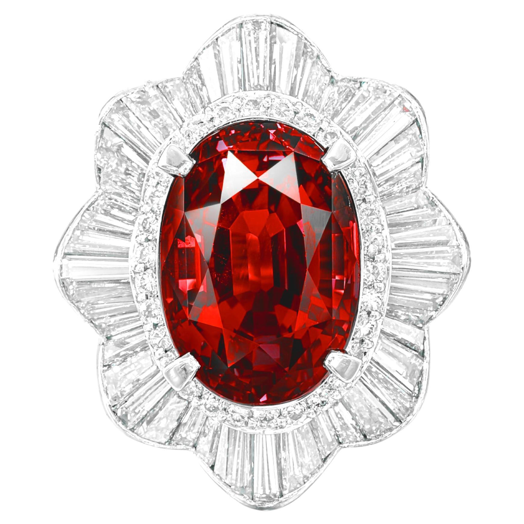 GIA Certified 4 Carat Oval Unheated Peagon's Blood Ruby Cocktail Platinum Ring