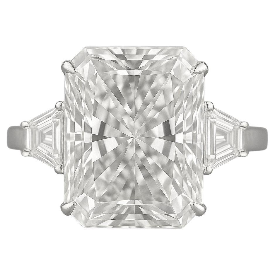 Verlobungsring aus Platin mit GIA-zertifiziertem 4 Karat langem Diamanten im Strahlenschliff