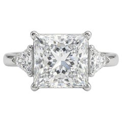 GIA Certified 5.11 Carat Princess Cut Diamond Ring in Platinum with trillion