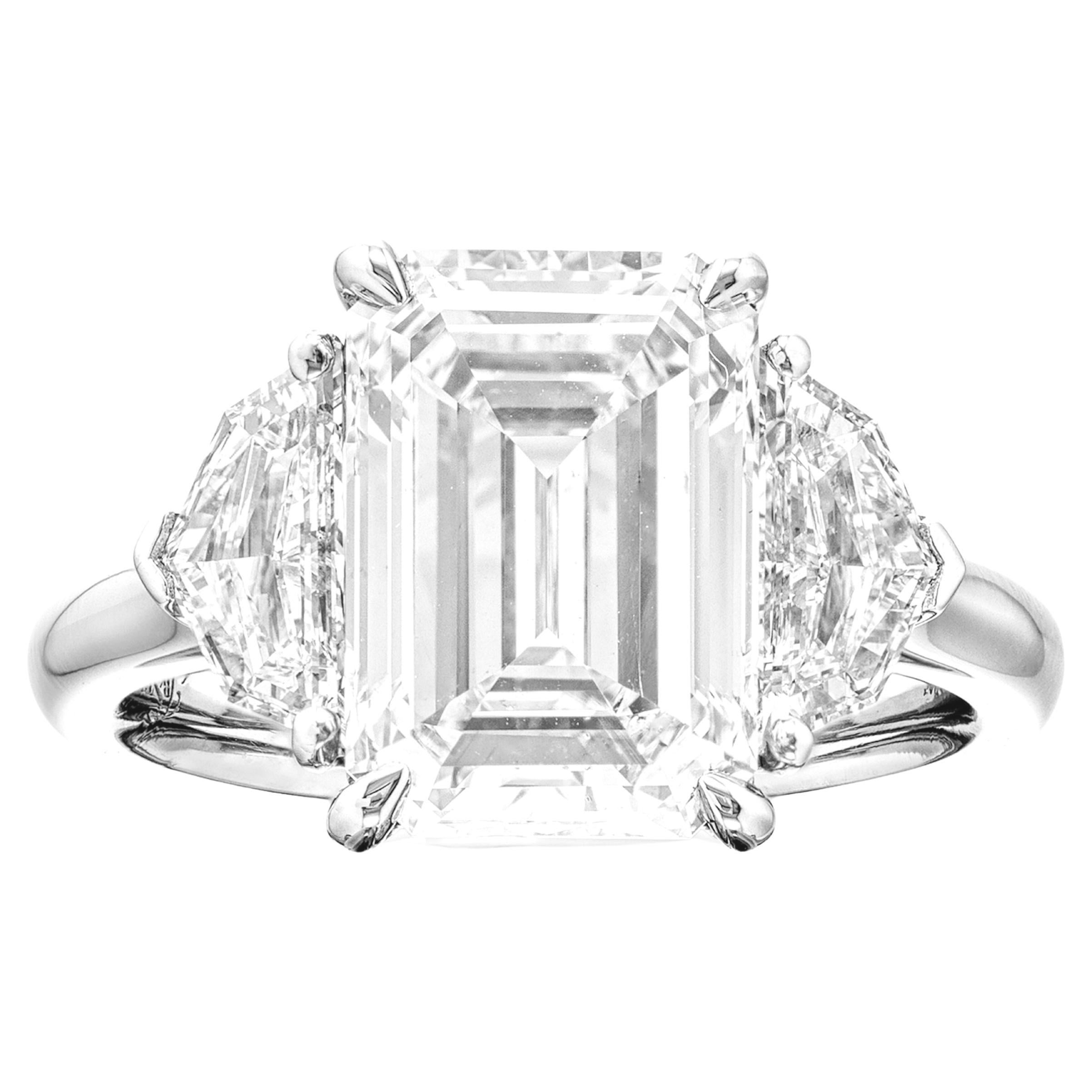 GIA Certified 4 Carat Emerald Cut Diamond Ring D COLOR VS1 Clarity