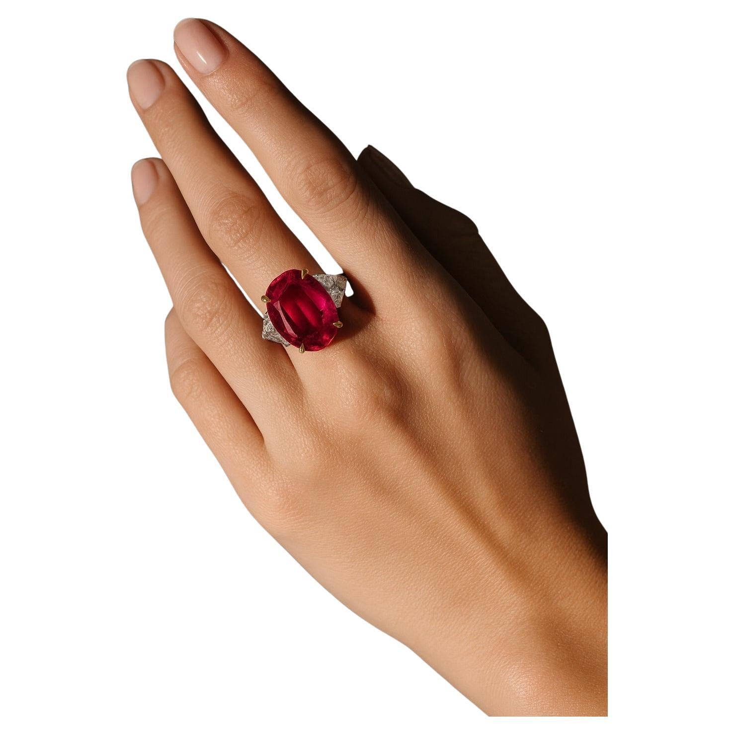 C. Dunaigre Certified 3 Carat No Heat VIVID RED Mozambique Ruby Ring en vente