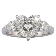 GIA Certified 4.16 Carat Heart Cut D Color IF Clarity Diamond Ring in Platinum