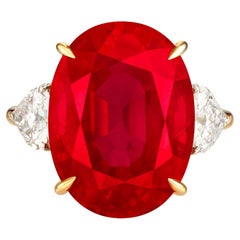 SSEF Certified 7.03 Carat Mozambique No-Heat Ruby Platinum Ring