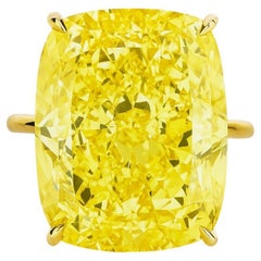 GIA Certified 8.02 Carat Fancy Yellow Cushion Modified Brilliant Diamond Ring