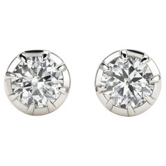 Orecchini di stile vittoriano con diamante rotondo da 2,01 carati in oro giallo 14 carati