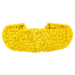 Fine Natural Fancy Yellow Canary Multi-Shape Diamond Cluster-Armband