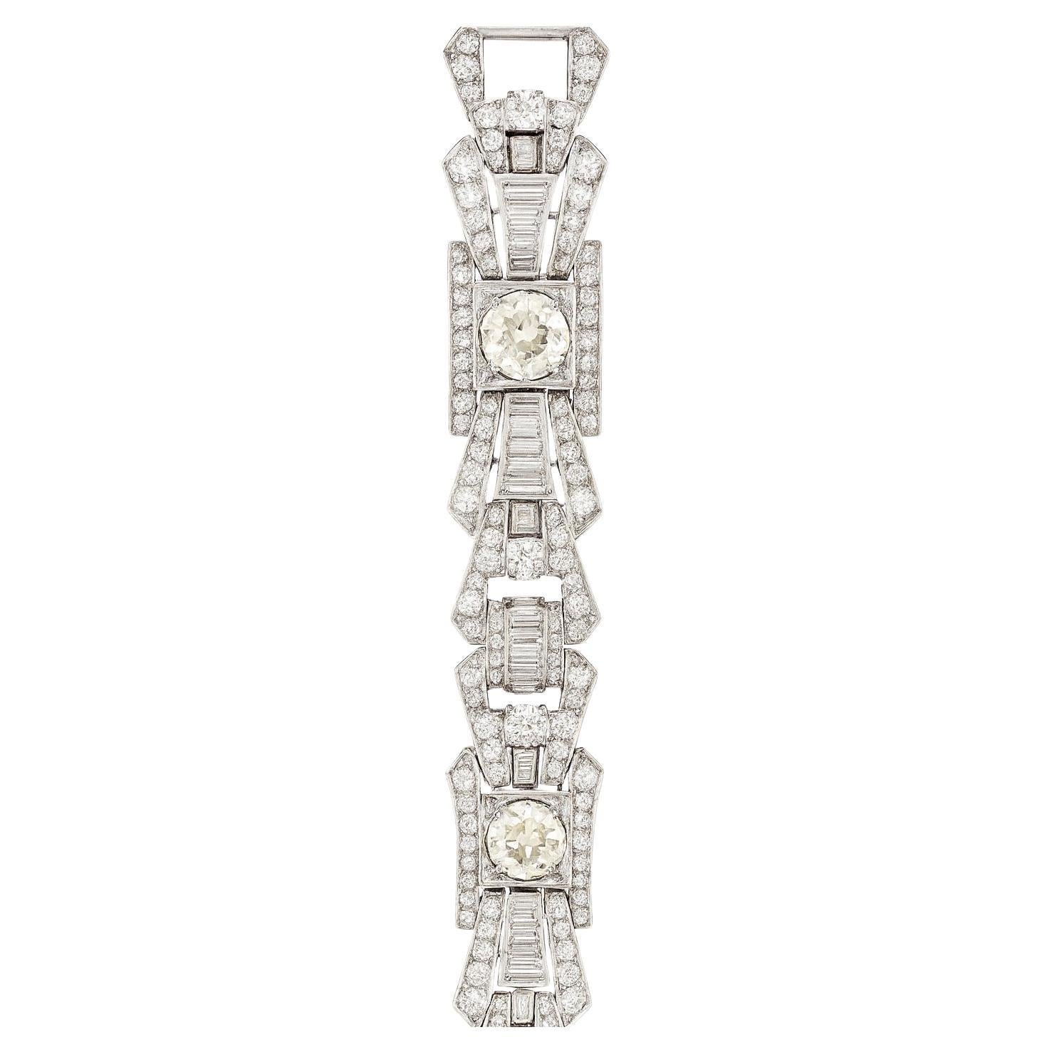 Pulsera vintage de diamantes en platino, aprox. 15 quilates en venta