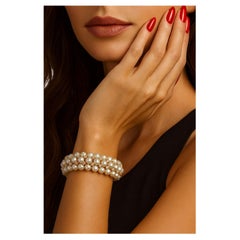 Van Cleef & Arpels Vintage 18K Yellow Gold Diamond and Cultured Pearl Bracelet