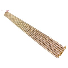 Bracciale da tennis a più file con diamanti rosa chiaro Fancy