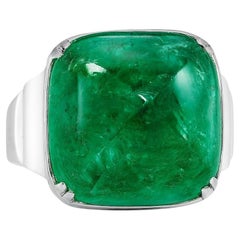 24 Carats Gorgeous 18K White Gold Colombian Emerald and Diamond Ring