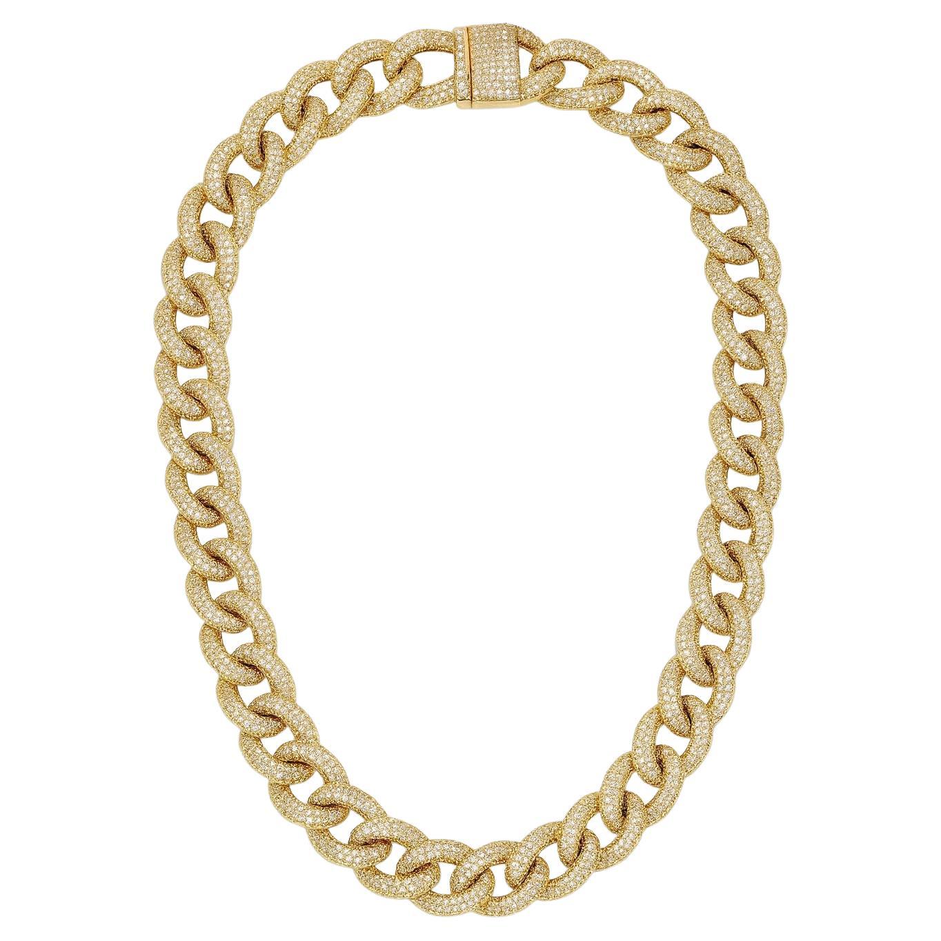 Collana con catena cubana di diamanti a 40 carati con taglio rotondo Brilliante