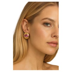 M Bulgari Orecchini ovali in oro con tormalina rosa da 12 carati