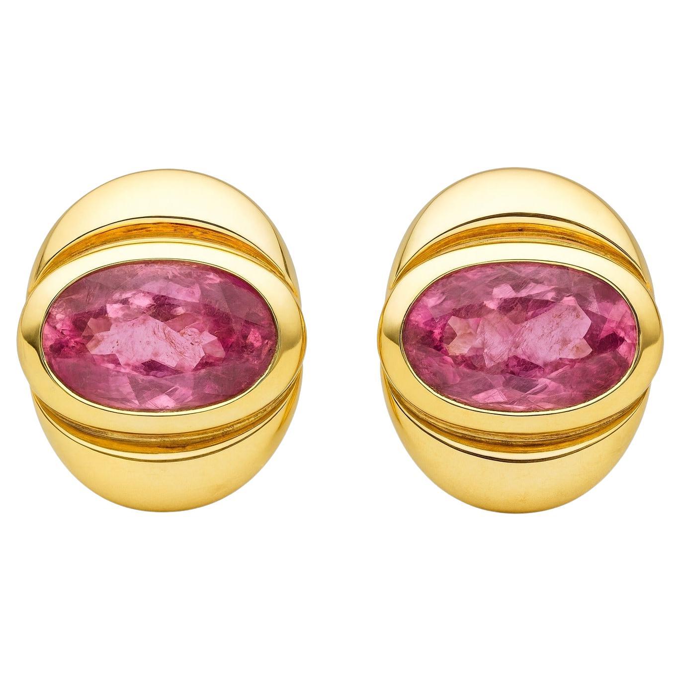 M Bulgari Boucles d
oreilles or ovales en tourmaline rose 12 carats