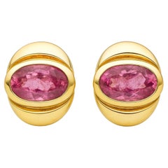 M Bulgari Boucles d'oreilles or ovales en tourmaline rose 12 carats