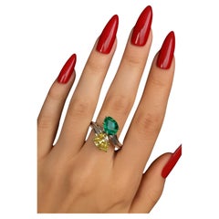 Harry Winston Colombian Emerald & Fancy Vivid Yellow Diamond Platinum