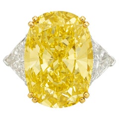 Bague à diamant ovale certifié GIA 10,02 carats jaune fantaisie VS2