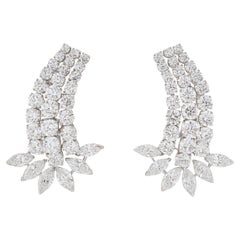 David Webb Platinum Diamond Earrings 14 Carats of Brilliance