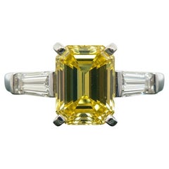 Cartier Platinum and Yellow Diamond Engagement Ring