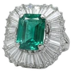 GIA zertifiziert kolumbianischen Smaragd Diamant Platin Ballerina Ring