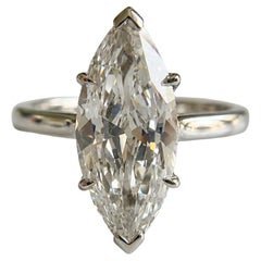 Vintage Harry Winston 2.66ct Marquise Cut Diamond Solitaire Platinum Ring