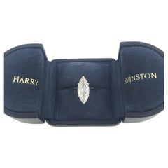 Vintage Harry Winston 2.66ct Marquise Cut Diamond Solitaire Platinum Ring