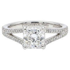 Certified Tiffany & Co. 1 Carat F VVS1 Lucida Diamond Platinum Engagement Ring