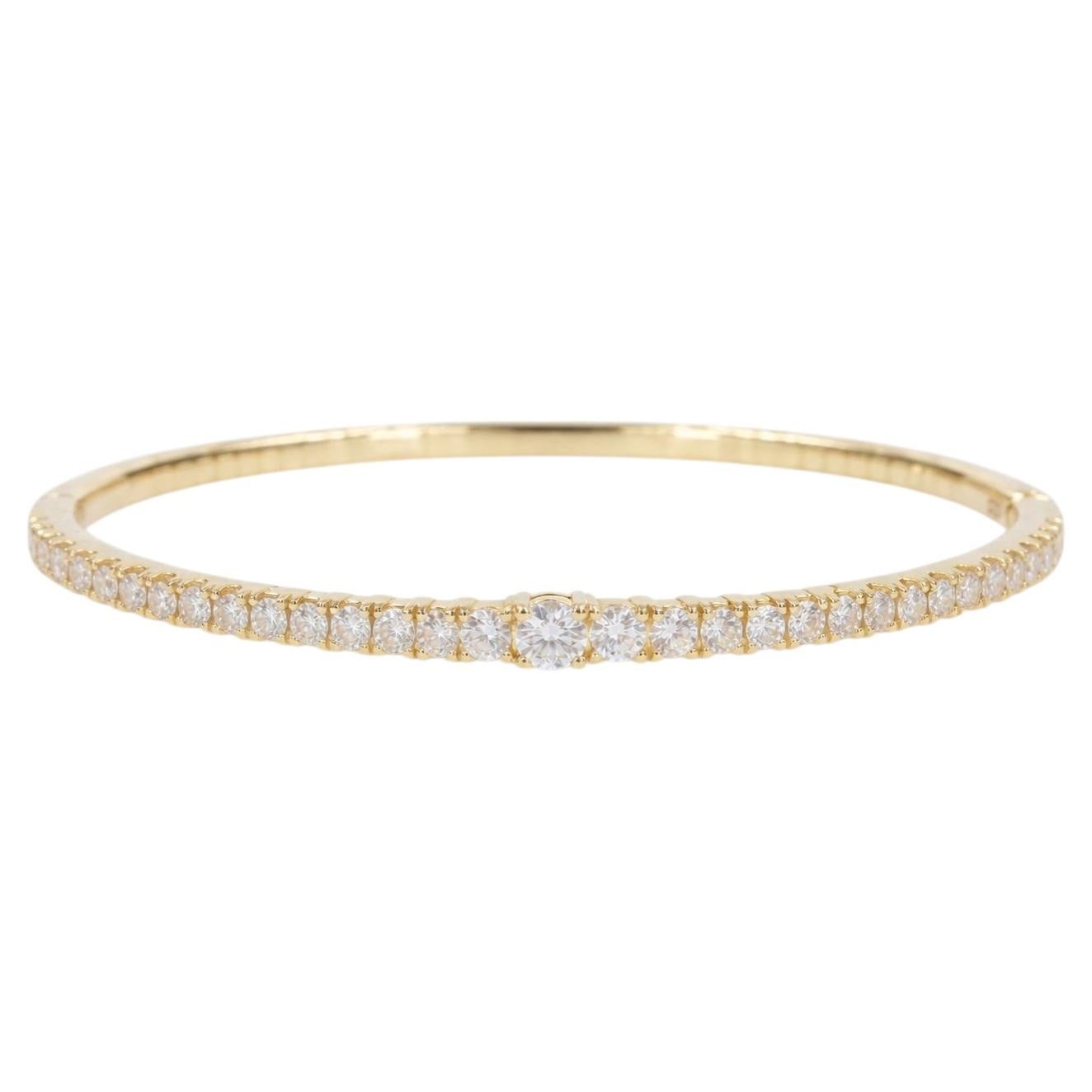1.35 ct Natural Diamond Graduated Bangle Bracelet in 14k Yellow Gold