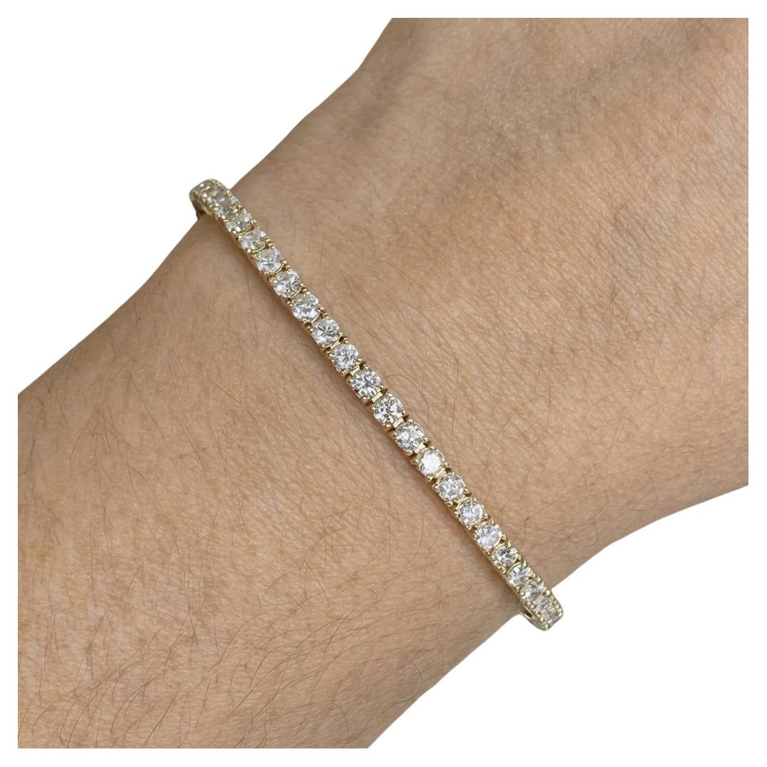 Pulsera de Tenis de Diamantes Naturales de 5 Quilates en Oro Amarillo de 14k