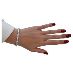 Pulsera de tenis con diamantes redondos certificados de 4,00 quilates en oro blanco de 18 quilates