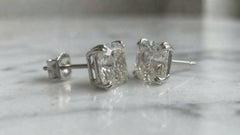 GIA Certified 4.04 Carat Asscher Cut F Color Diamond Studs Platinum Earrings