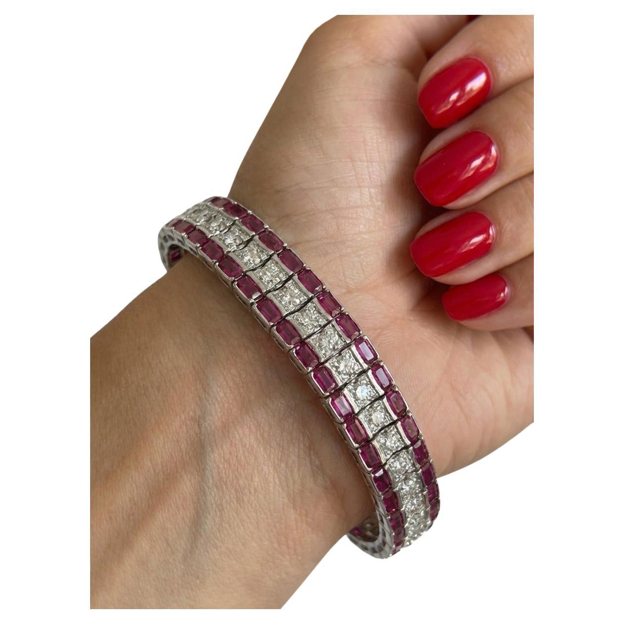 Cartier GIA Burmese Rubies Diamond Bracelet 18k im Angebot