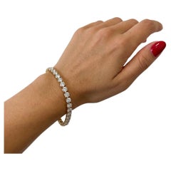 14 Carat Round Brilliant Cut Diamonds Rose Gold Tennis Bracelet 18k