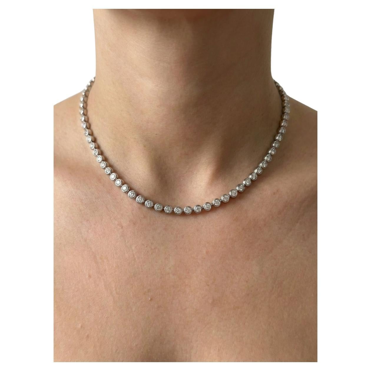 Cartier Tennis 5.90 Carat Diamond Necklace For Sale