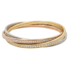 Cartier Trinity 8 Carat Diamond Bangle Bracelet, 18K Tricolor Gold