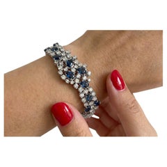 Vintage 18K White Gold Diamond and Sapphire Bracelet, Circa 1950