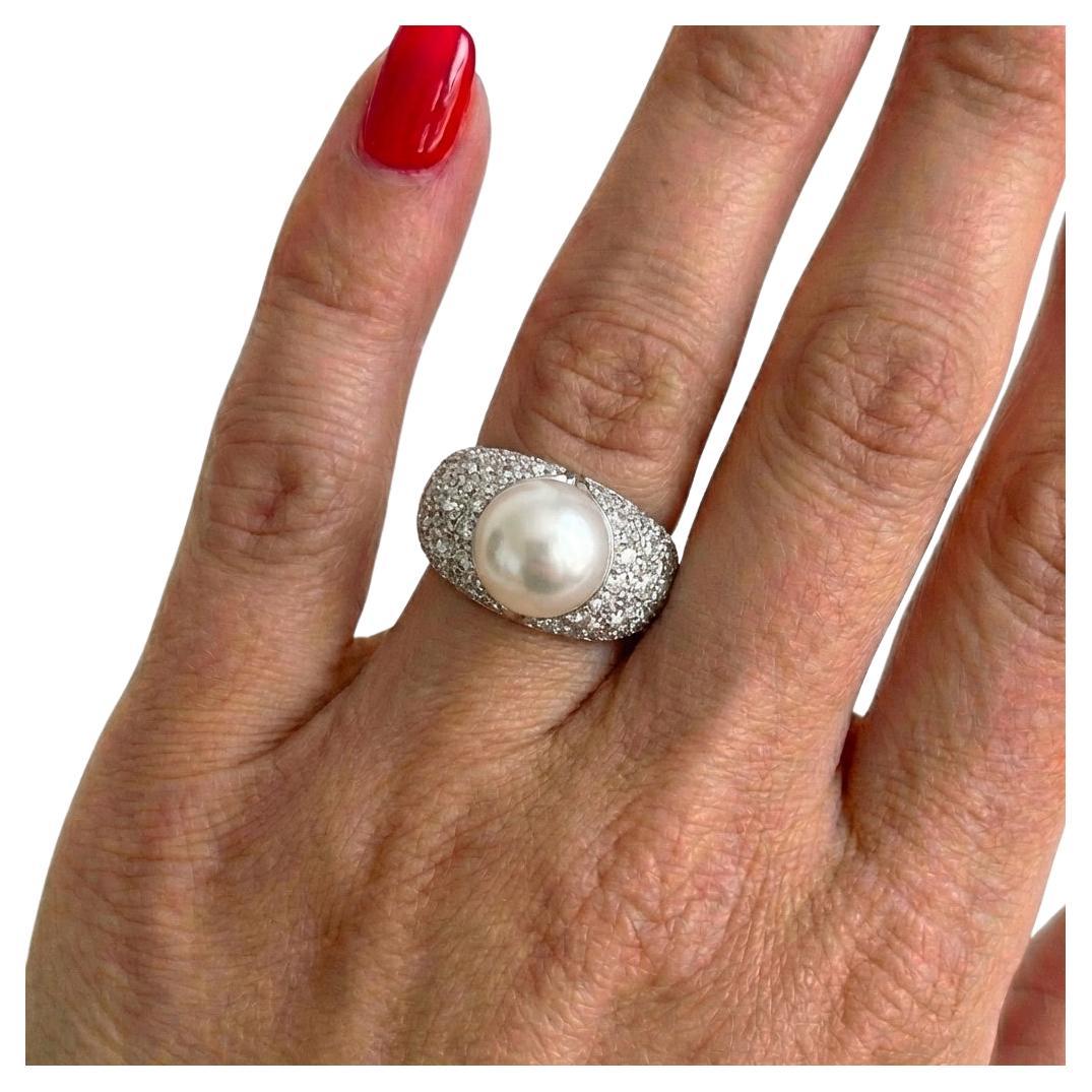 Cartier Perle Diamant Band Ring im Angebot