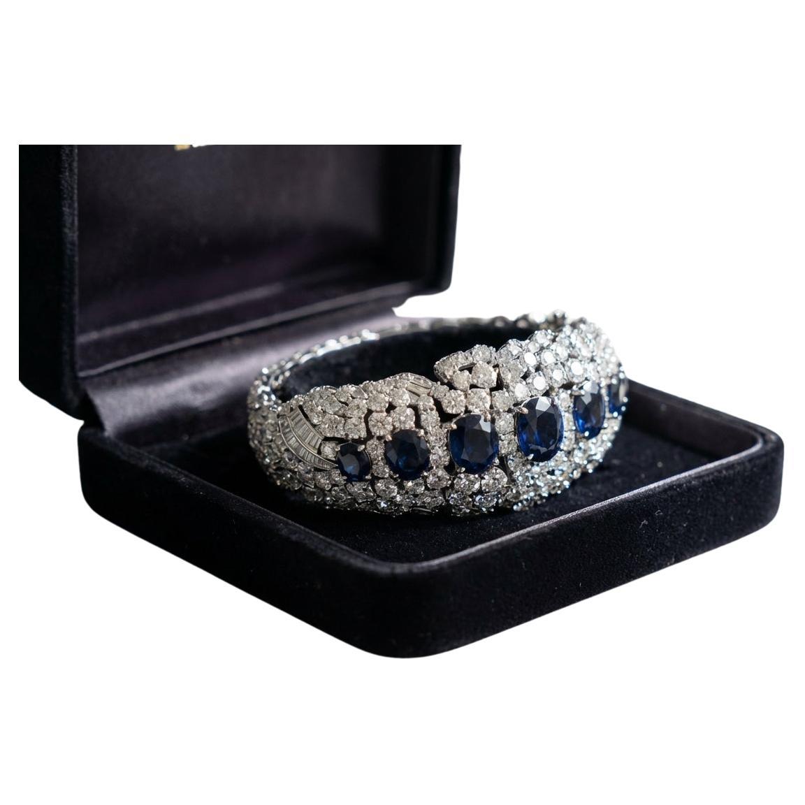 100 Karat David Webb Diamant-Saphir-Armband im Angebot