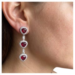 Orianne Collins 18K White Gold 3.00 Carat Diamond and Ruby Drop Earrings