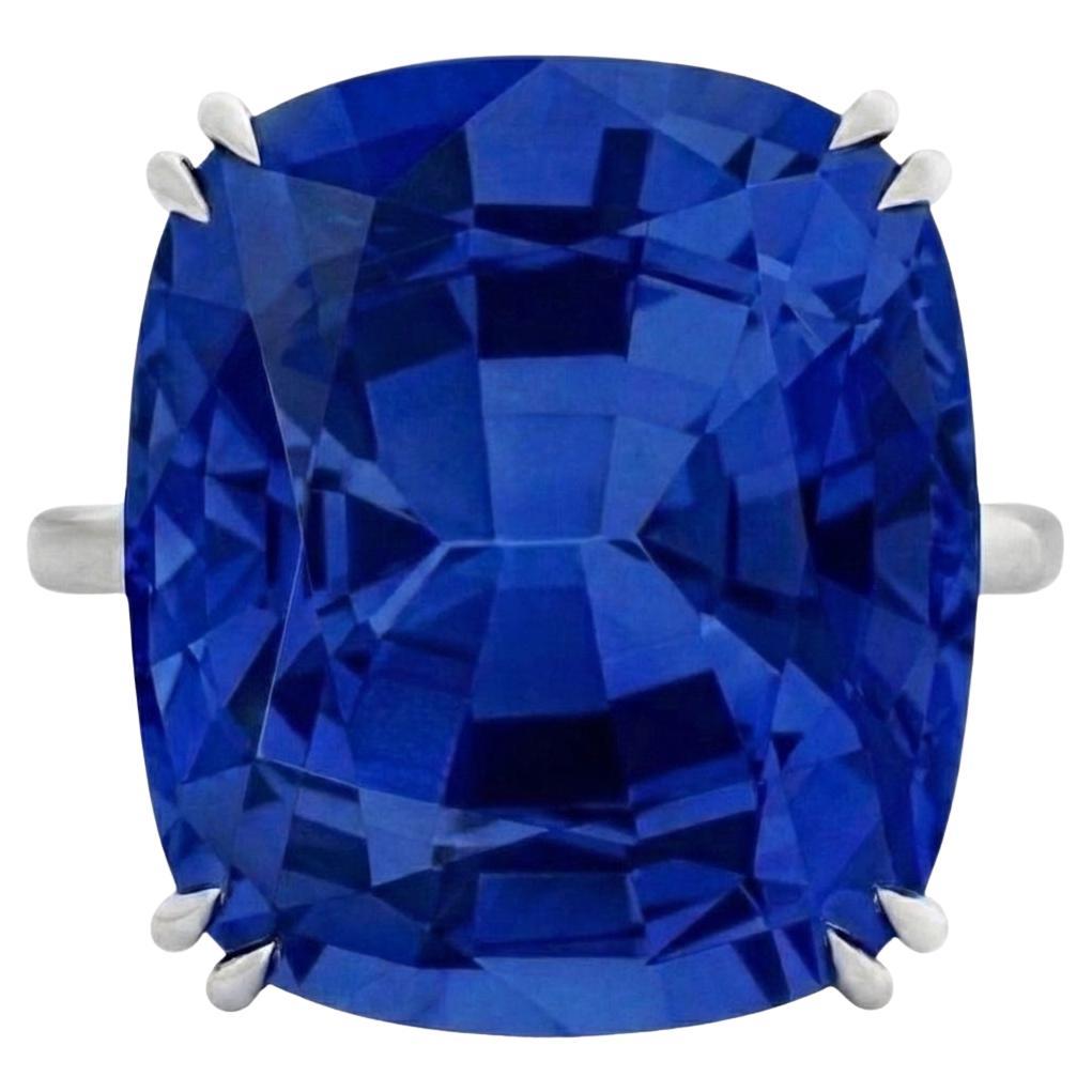 SSEF Certified 6.21 Carat No-Heat Blue Sapphire Ring