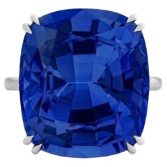 SSEF Certified 6.21 Carat No-Heat Blue Sapphire Ring
