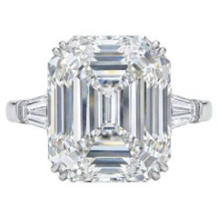 GIA Certified 6 Carat Emerald Cut Diamond Ring with Tapered Baguettes