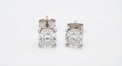 GIA Certified Cushion Cut Diamond Stud Earrings in Platinum E/F